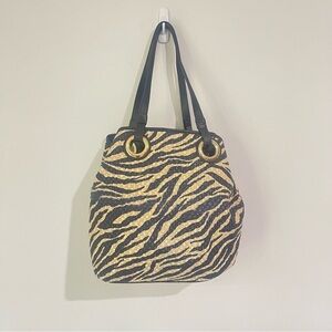 Jessica Simpson Straw Zebra print bag